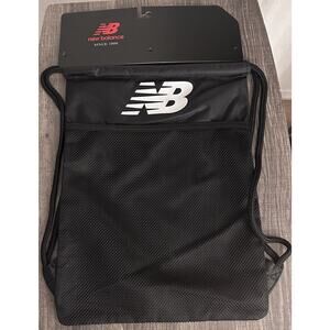 New Balance Drawstring Bag Black White Logo Gym Backpack Unisex